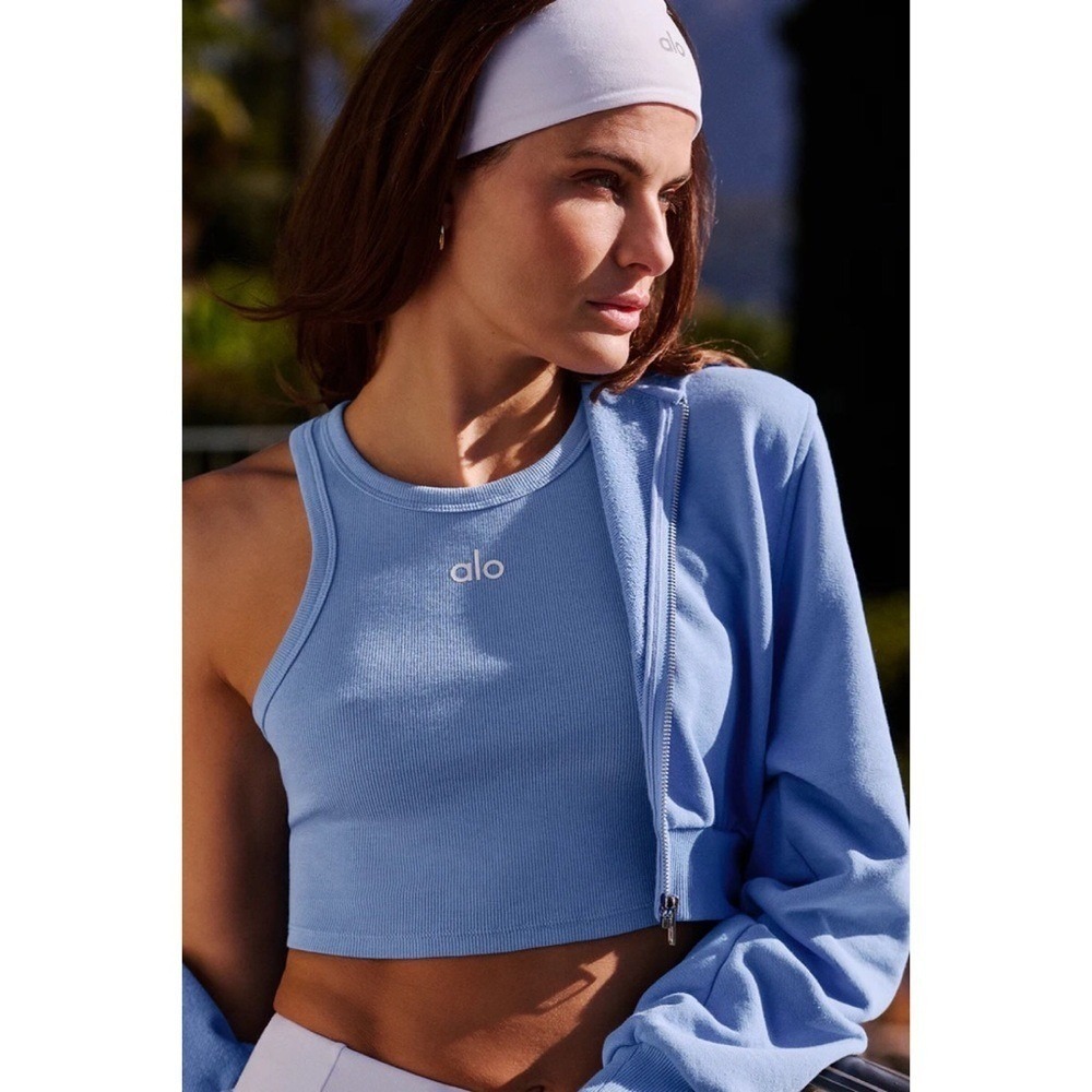 Alo Yoga Aspire Tank Crystal Clear Blue/White L - Picture 5 of 8